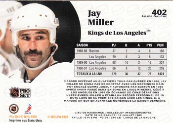 1991-92 Pro Set French #402 Jay Miller Back
