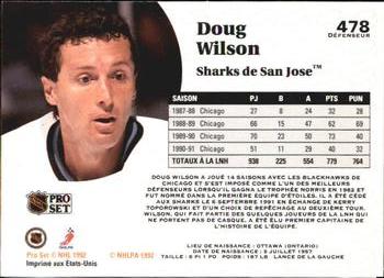1991-92 Pro Set French #478 Doug Wilson Back