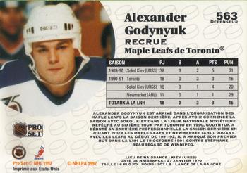 1991-92 Pro Set French #563 Alexander Godynyuk Back