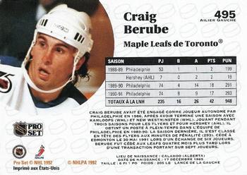 1991-92 Pro Set French #495 Craig Berube Back