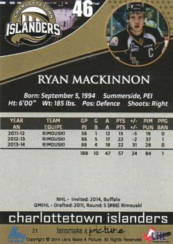 2014-15 Charlottetown Islanders (QMJHL) #21 Ryan MacKinnon Back