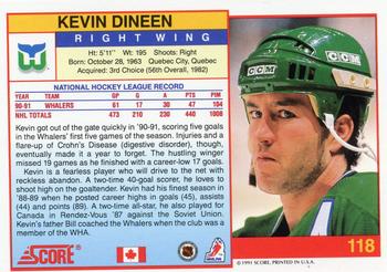 1991-92 Score Canadian English #118 Kevin Dineen Back