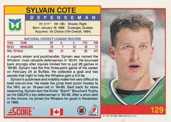 1991-92 Score Canadian English #129 Sylvain Cote Back