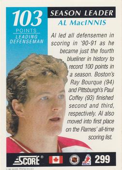 1991-92 Score Canadian English #299 Al MacInnis Back