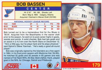 1991-92 Score Canadian English #179 Bob Bassen Back
