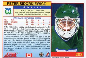 1991-92 Score Canadian English #203 Peter Sidorkiewicz Back