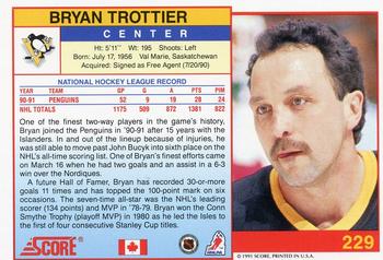 1991-92 Score Canadian English #229 Bryan Trottier Back
