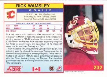 1991-92 Score Canadian English #232 Rick Wamsley Back