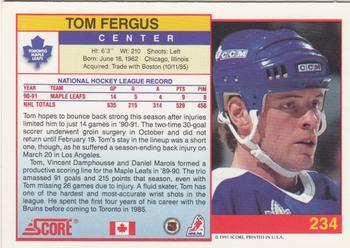 1991-92 Score Canadian English #234 Tom Fergus Back