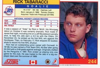 1991-92 Score Canadian English #244 Rick Tabaracci Back