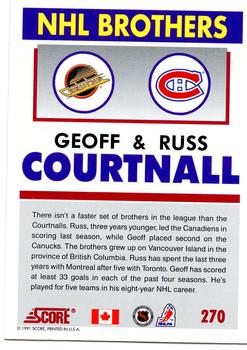 1991-92 Score Canadian English #270 Geoff Courtnall / Russ Courtnall Back