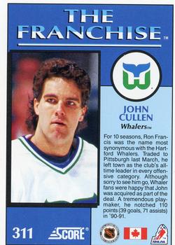 1991-92 Score Canadian English #311 John Cullen Back