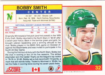 1991-92 Score Canadian English #32 Bobby Smith Back