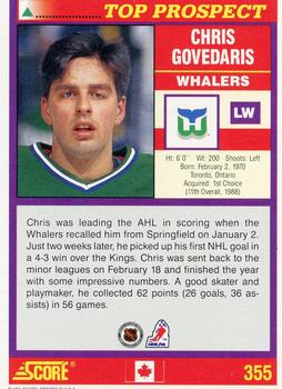 1991-92 Score Canadian English #355 Chris Govedaris Back