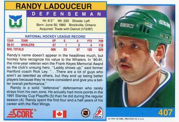 1991-92 Score Canadian English #407 Randy Ladouceur Back