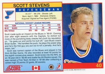 1991-92 Score Canadian English #40 Scott Stevens Back