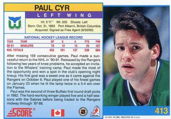 1991-92 Score Canadian English #413 Paul Cyr Back