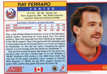 1991-92 Score Canadian English #48 Ray Ferraro Back