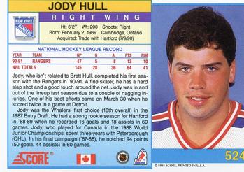 1991-92 Score Canadian English #524 Jody Hull Back