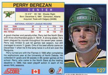 1991-92 Score Canadian English #527 Perry Berezan Back