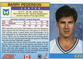 1991-92 Score Canadian English #639 Barry Pederson Back