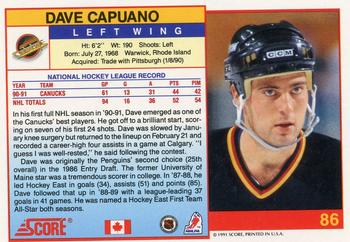 1991-92 Score Canadian English #86 Dave Capuano Back