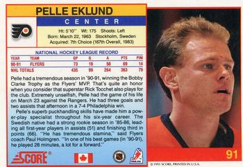 1991-92 Score Canadian English #91 Pelle Eklund Back