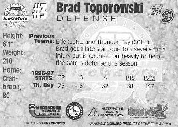1997-98 Starzsports Louisiana Ice Gators (ECHL) #NNO Brad Toporowski Back