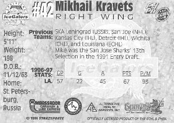 1997-98 Starzsports Louisiana Ice Gators (ECHL) #NNO Mikhail Kravets Back