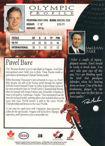 1997 Esso Olympic Hockey Heroes #38 Pavel Bure Back