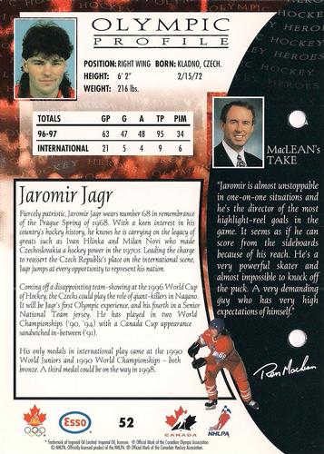 1997 Esso Olympic Hockey Heroes #52 Jaromir Jagr Back