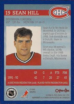 1992-93 O-Pee-Chee Montreal Canadiens Hockey Fest #19 Sean Hill Back