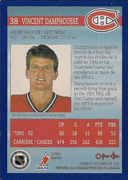 1992-93 O-Pee-Chee Montreal Canadiens Hockey Fest #38 Vincent Damphousse Back