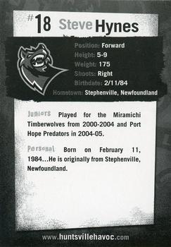 2005-06 Huntsville Havoc (SPHL) #NNO Steven Hynes Back