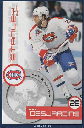 1999-00 Kraft / Post Collection - Kraft Dinner Great Stanley Cup Playoff Moments of the 1990's (Black Back) #4 Eric Desjardins Front