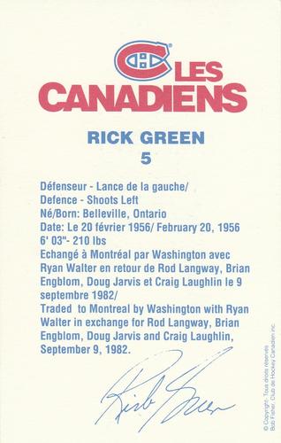 1988-89 Montreal Canadiens #NNO Rick Green Back
