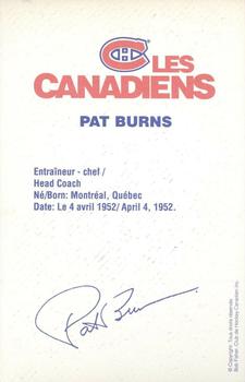 1988-89 Montreal Canadiens #NNO Pat Burns Back