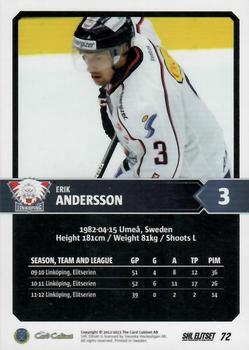 2012-13 SHL Elitset #72 Erik Andersson Back