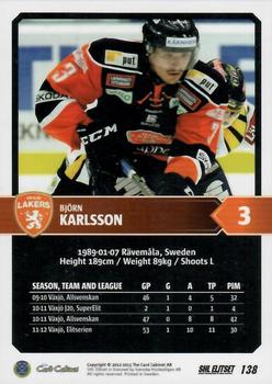 2012-13 SHL Elitset #138 Bjorn Karlsson Back