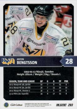 2012-13 SHL Elitset #203 Anton Bengtsson Back