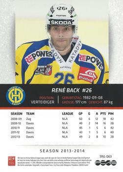 2013-14 PCAS Swiss National League #SNL-063 René Back Back
