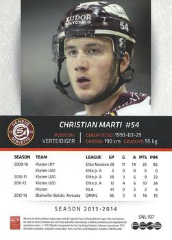 2013-14 PCAS Swiss National League #SNL-107 Christian Marti Back