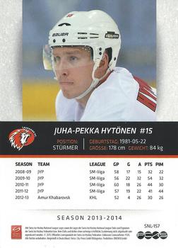 2013-14 PCAS Swiss National League #SNL-157 Juha-Pekka Hytönen Back