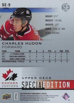 2014 Upper Deck Team Canada Juniors - Special Edition #SE-9 Charles Hudon Back