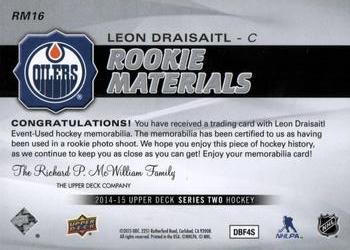 2014-15 Upper Deck - Rookie Materials #RM16 Leon Draisaitl Back
