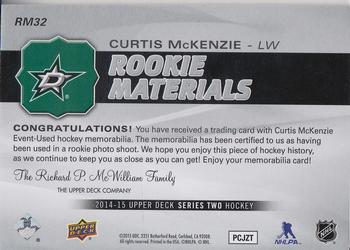 2014-15 Upper Deck - Rookie Materials #RM32 Curtis McKenzie Back