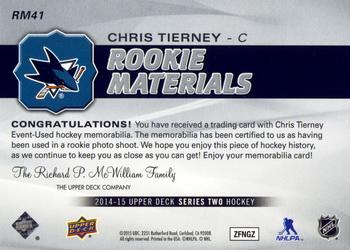 2014-15 Upper Deck - Rookie Materials #RM41 Chris Tierney Back