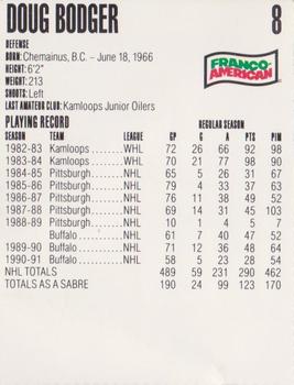 1991-92 Campbell's Buffalo Sabres #3 Doug Bodger Back