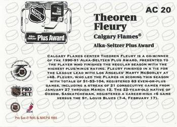 1991-92 Pro Set - NHL Sponsor Awards #AC 20 Theoren Fleury Back