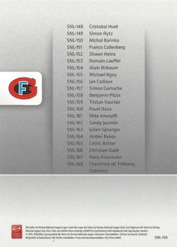 2011-12 PCAS Swiss National League #SNL-168 Checkliste HC Fribourg-Gottéron Back